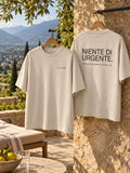 THE HOLIDAZED Niente di Urgente T-shirt — front and back mockup
